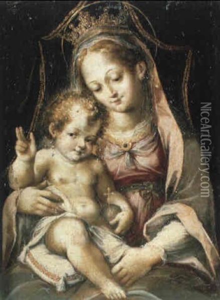 La Madonna Col Bambino Benedicente Oil Painting - Denys Calvaert
