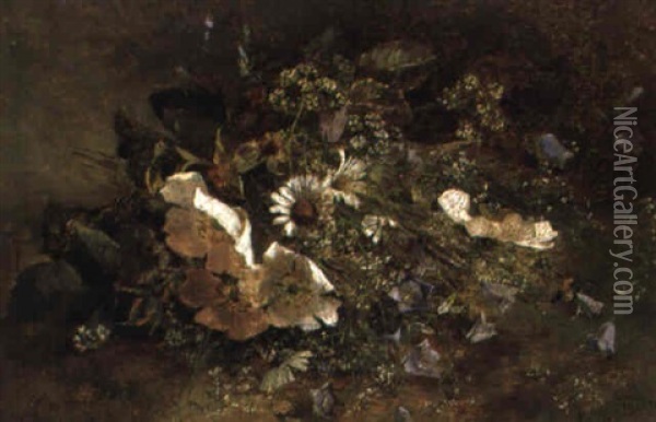 Blumenstraus Mit Pfingstrosen Und Wiesenblumen Oil Painting - Anna Peters