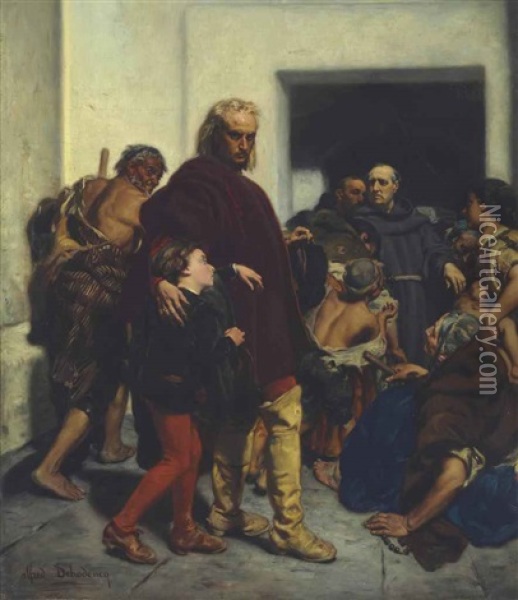 Christopher Columbus At The Monastery Of Rabida Oil Painting - Edme Alexis Alfred Dehodencq