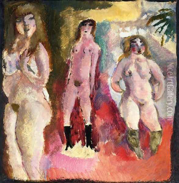 Three Nudes Oil Painting - Jules Pascin