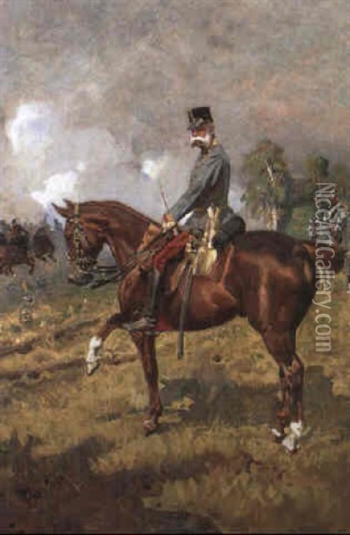 Kaiser Franz Joseph I. Zu Pferd Oil Painting - Woiciech (Aldabert) Ritter von Kossak