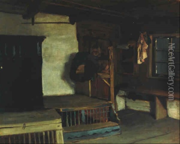 Oberpfalzische Bauernstube Oil Painting - Hermann Kaulbach