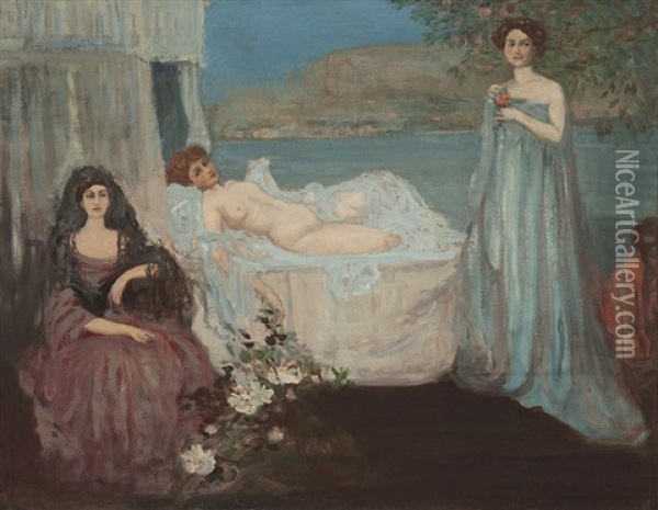 Reve Diurne (day Dream)(the Land Of Dreams, And, Ladies On A Terrace) Oil Painting - Charles Conder
