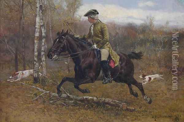 Hunting I Oil Painting - Antoni Piotrowski