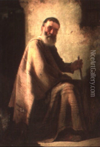 A Bearded Man Oil Painting - Luis Jimenez Y Aranda