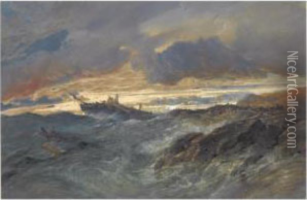 A Shipwreck Oil Painting - Edward R.W.S Duncan