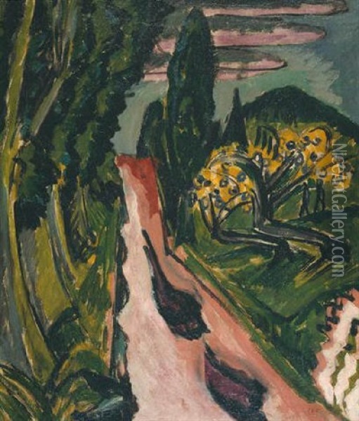 Autostrasse Im Taunus Oil Painting - Ernst Ludwig Kirchner