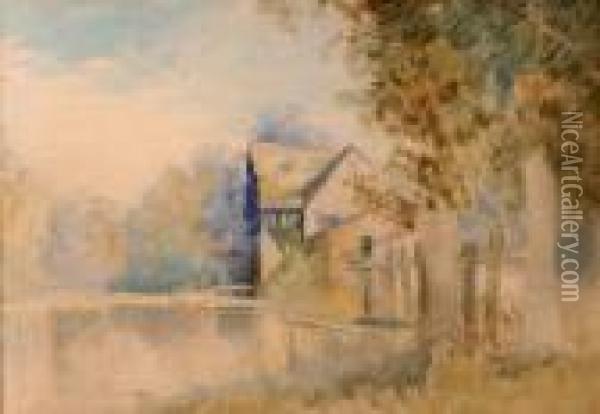 A Watermill Oil Painting - John Middleton