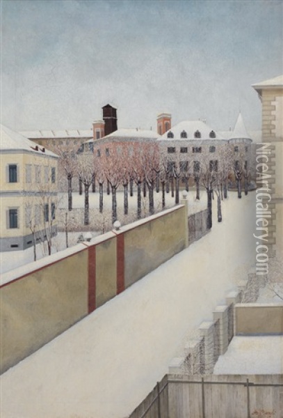 Nevicata A Rivoli Oil Painting - Riccardo Borghi