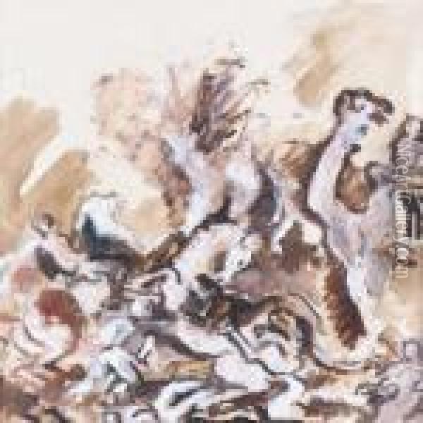 Chasse Au Lion Avec Dromadaire Oil Painting - Charles Georges Dufresne