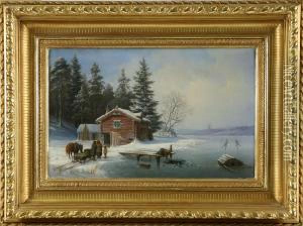 Skridskoakare Oil Painting - Gustaf-Wilhelm Palm