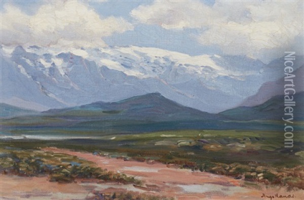 Snow Capped Mountains, Worcester Oil Painting - Pieter Hugo Naude