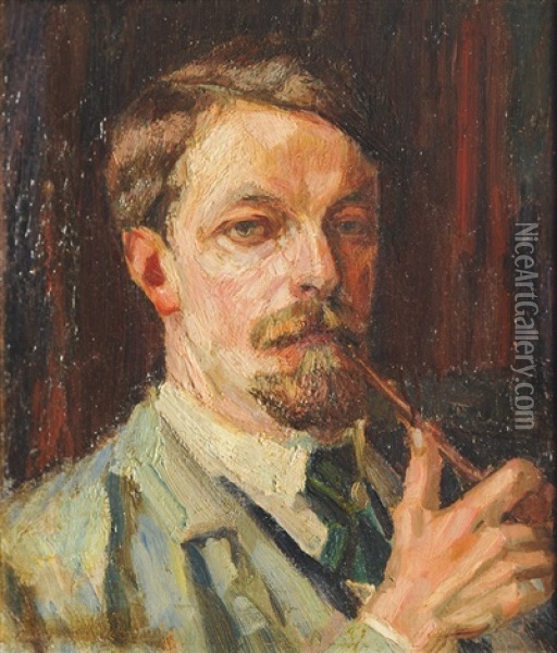 Self Portrait Oil Painting - Alfred Schnaars