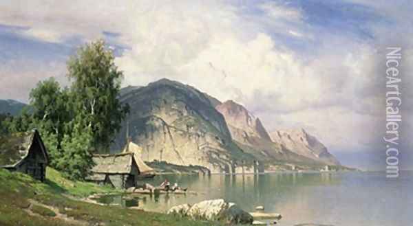 Norwegian Fjord Oil Painting - Hugo Knorr