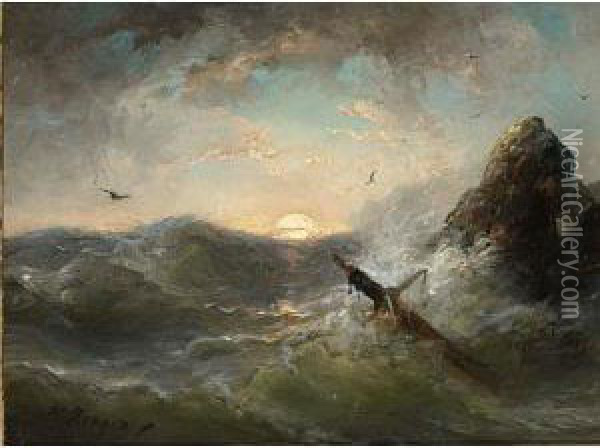 Stormy Seas Oil Painting - Nicolaas Riegen