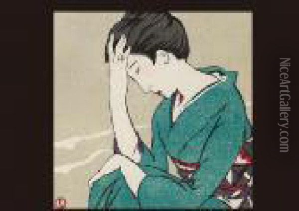 Woman In Suffering Oil Painting - Takehisa Yumeji