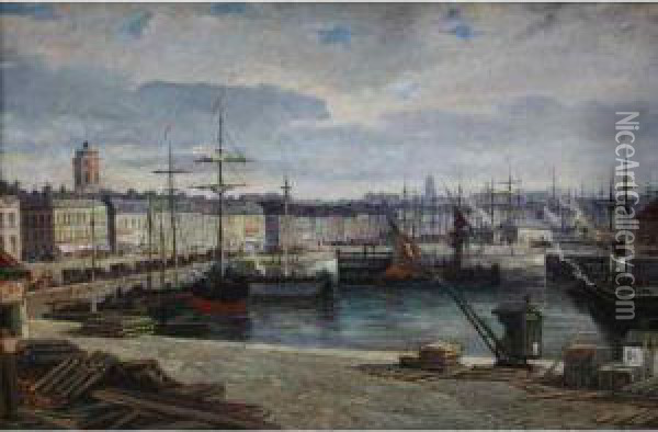 Scene De Port Oil Painting - Auguste Numans
