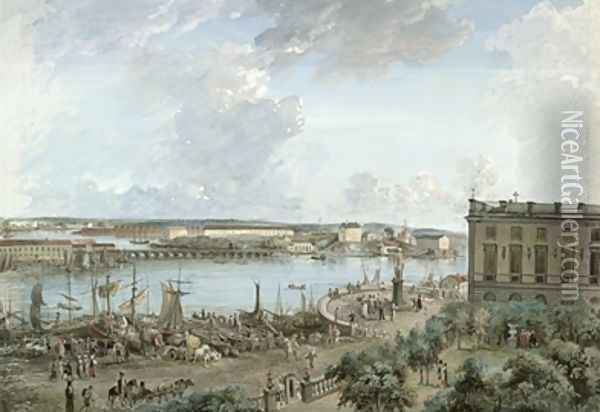 View of Stockholm from the Royal Palace Oil Painting - Elias Martin