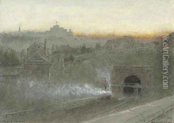 The tunnel, Lewes Oil Painting - Albert Goodwin