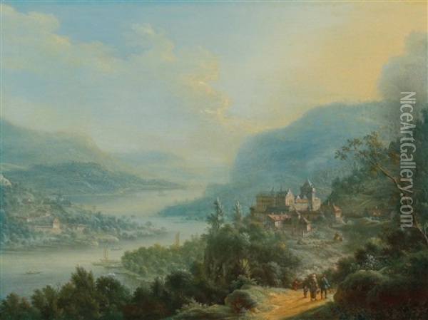 An Extensive River Landscape Oil Painting - Johann Christian Vollerdt