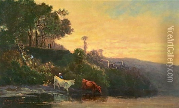 La Vachere, Environs Du Bugey Oil Painting - Augustin Pierre Bienvenue Chenu