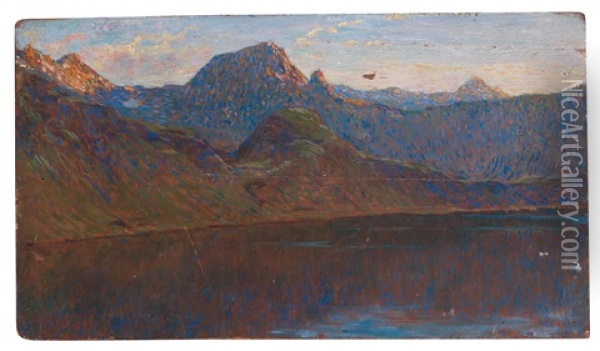 Mountain Lake Oil Painting - Gioachimo Galbusera