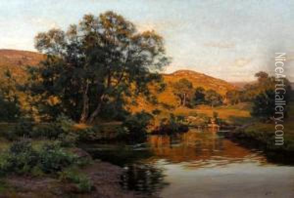 The Valley Of The Llugwy, North Wales Oil Painting - Alfred Oliver