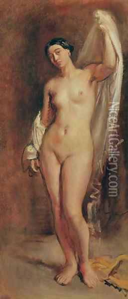 Standing Female Nude, study for the central figure of 'The Tepidarium', 1853 Oil Painting - Theodore Chasseriau