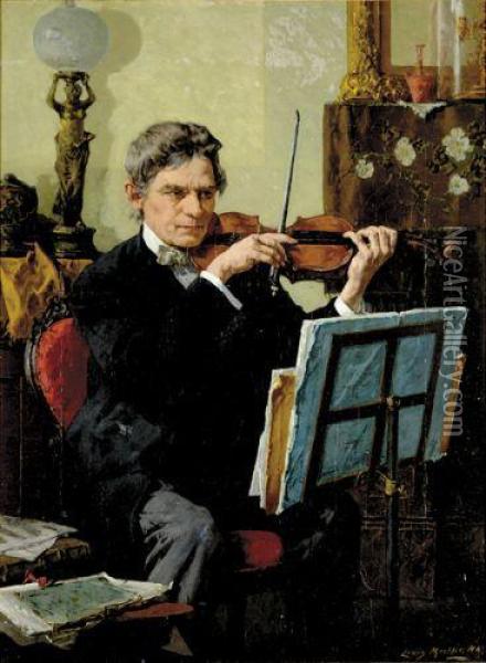 The Violinist Oil Painting - Louis Charles Moeller