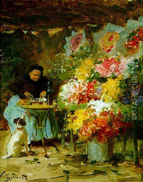 Le Repas De La Fleuriste Oil Painting - Victor Gabriel Gilbert