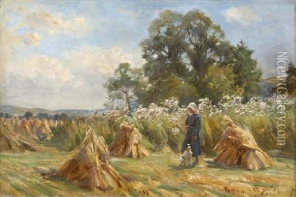Harvesting Glenfinlas, Trossachs Oil Painting - Robert Payton Reid