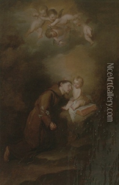The Christ Child Appearing To Saint Anthony Of Padua Oil Painting - Bartolome Esteban Murillo