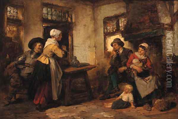 A family in a rustic interior Oil Painting - Herman Frederik Carel ten Kate