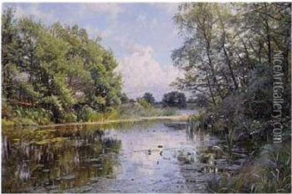 Summer Landscape, Hellebak Oil Painting - Peder Mork Monsted