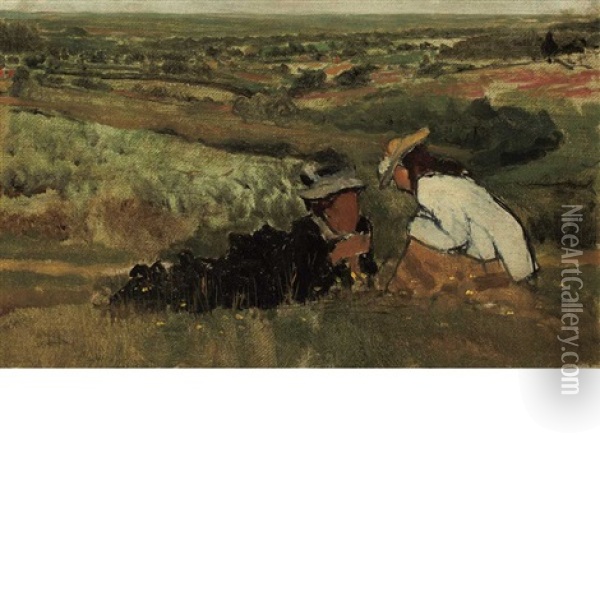 Summer Hours/study Of Landscape With Figures Oil Painting - Sir Lawrence Alma-Tadema