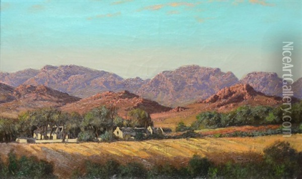 Sunset On The Mountains Oil Painting - Tinus de Jongh