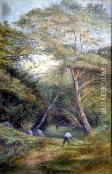 Figures In Woodland Oil Painting - F. Ponte Da Player
