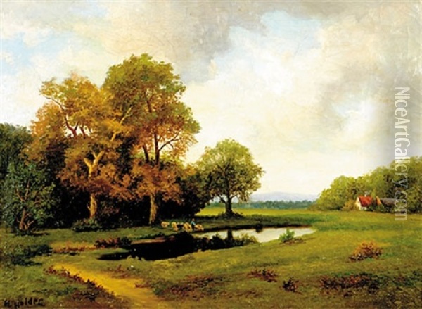 Pastoral Landscape Oil Painting - Edward Henry Holder