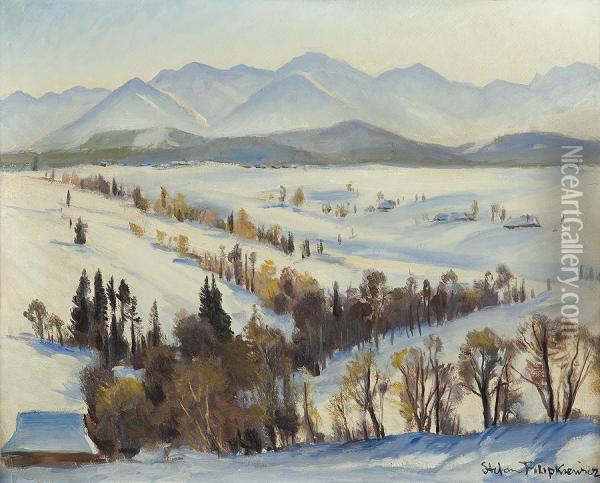 View To The Tatras Oil Painting - Stefan Filipkiewicz