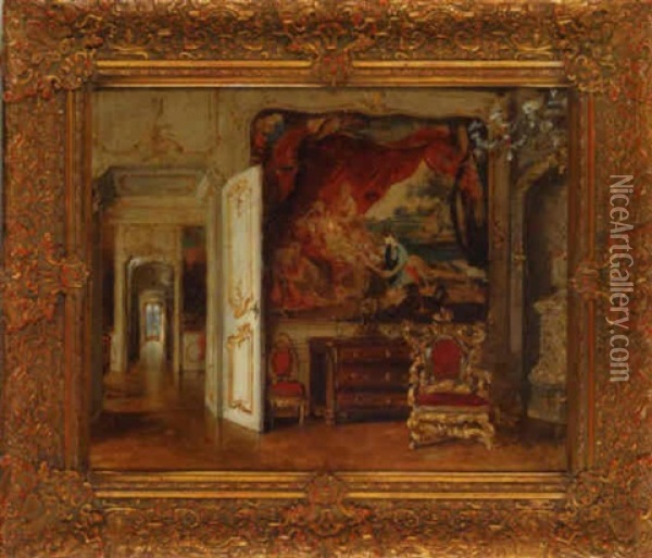 Interieur Aus Dem Esterhazyschloss In Eisenstadt Mit Dem Maria-theresien-sessel Oil Painting - Hermann Kern