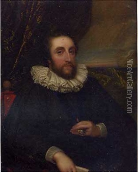 Portrait Of Thomas Henry Howard, Second Earl Of Arundel (after Sir Anthony Van Dyke) Oil Painting - Henry Bone