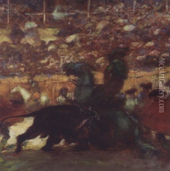 Picador Et Taureau Dans L'arene Oil Painting - Gaston La Touche