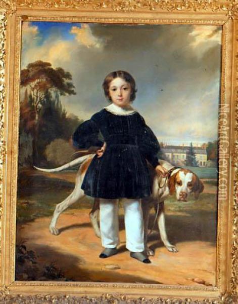 Portrait En Pied Du Fils Du Marquis Deseran Oil Painting - Ferdinand Krumholz
