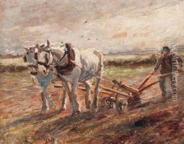 Working The Fields Oil Painting - Harry Fidler