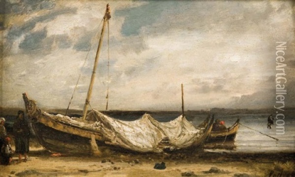 Barques Turques De La Troade (turquie) Oil Painting - Louis Lottier