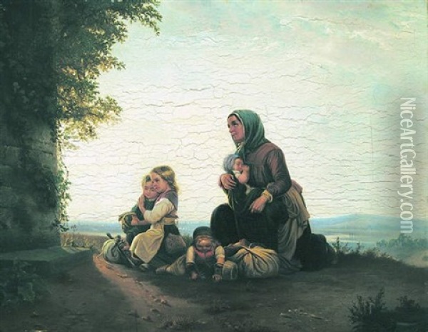 The Little Travelers Oil Painting - Johann Georg Meyer von Bremen