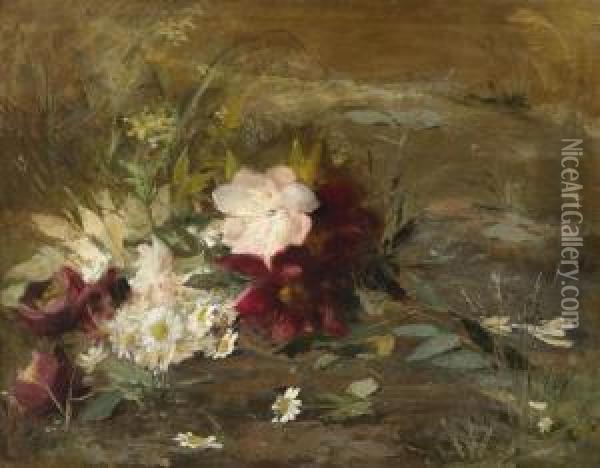 Flowers On The Bank Oil Painting - Geraldine Jacoba Van De Sande Bakhuyzen