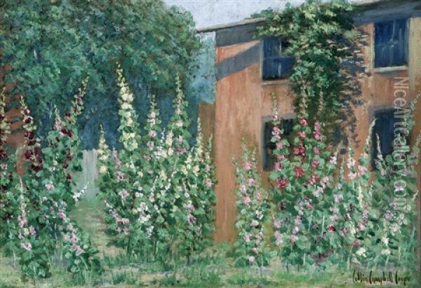 Hollyhock Garden Oil Painting - Colin Campbell Cooper