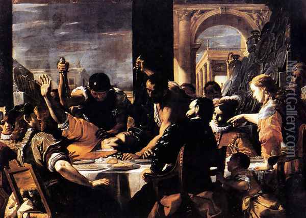 The Banquet Of Baldassare Oil Painting - Mattia Preti