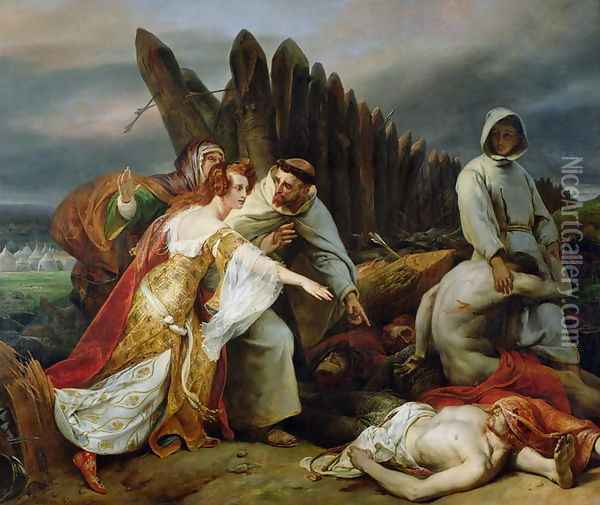 Edith Finding the Body of Harold, 1828 Oil Painting - Horace Vernet